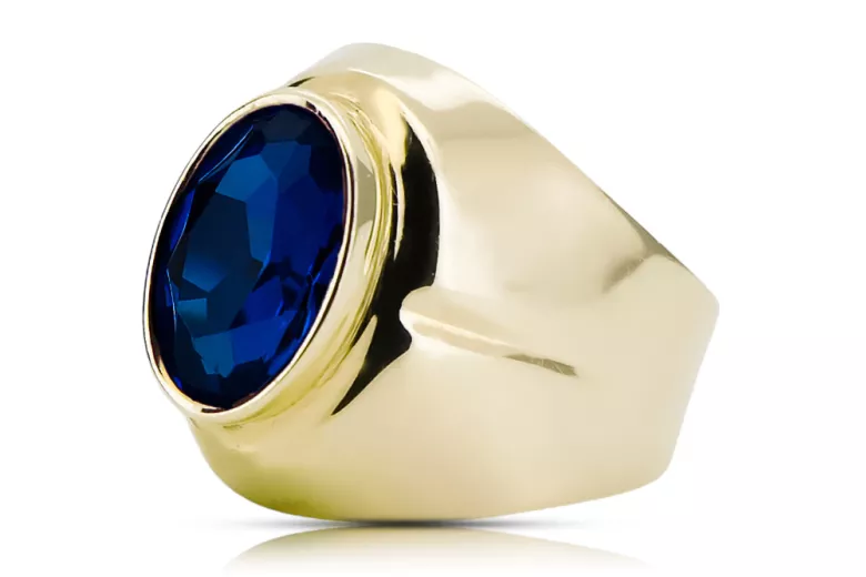 Saphir Or jaune 14 carats Anneau Vintage vrc296y